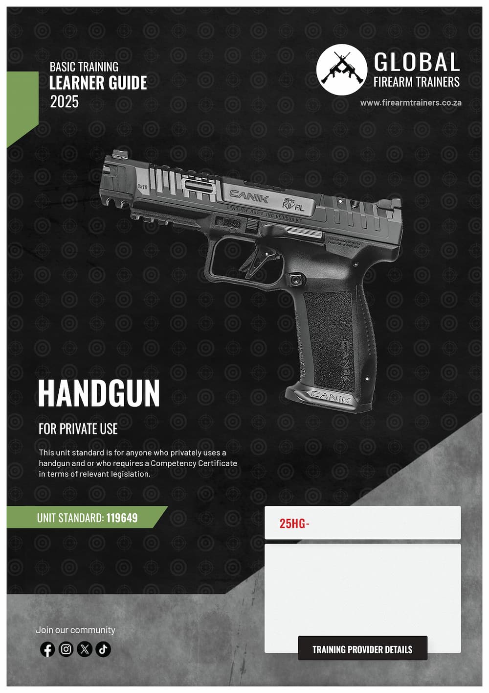 Basic handgun learner guide front page