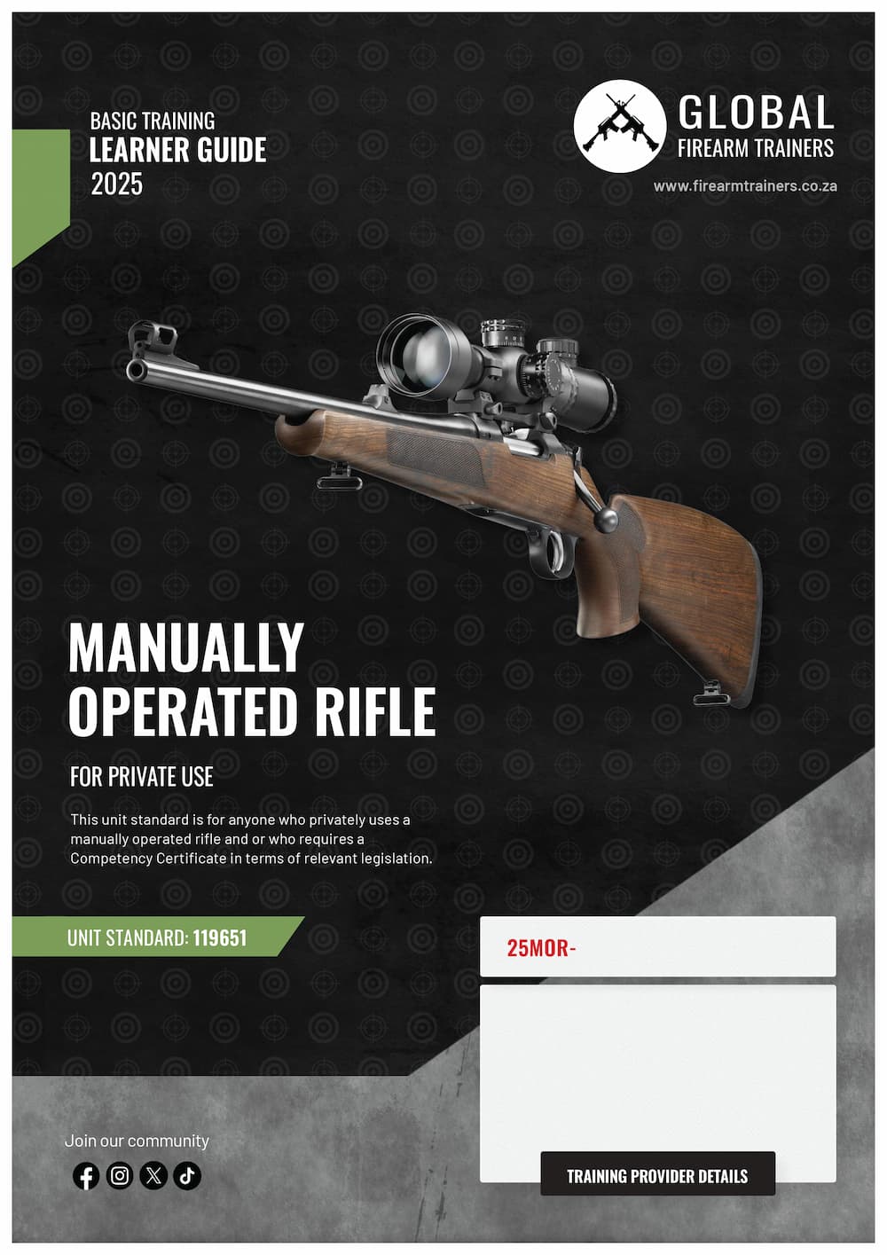 Basic manually operated rifle learner guide front page