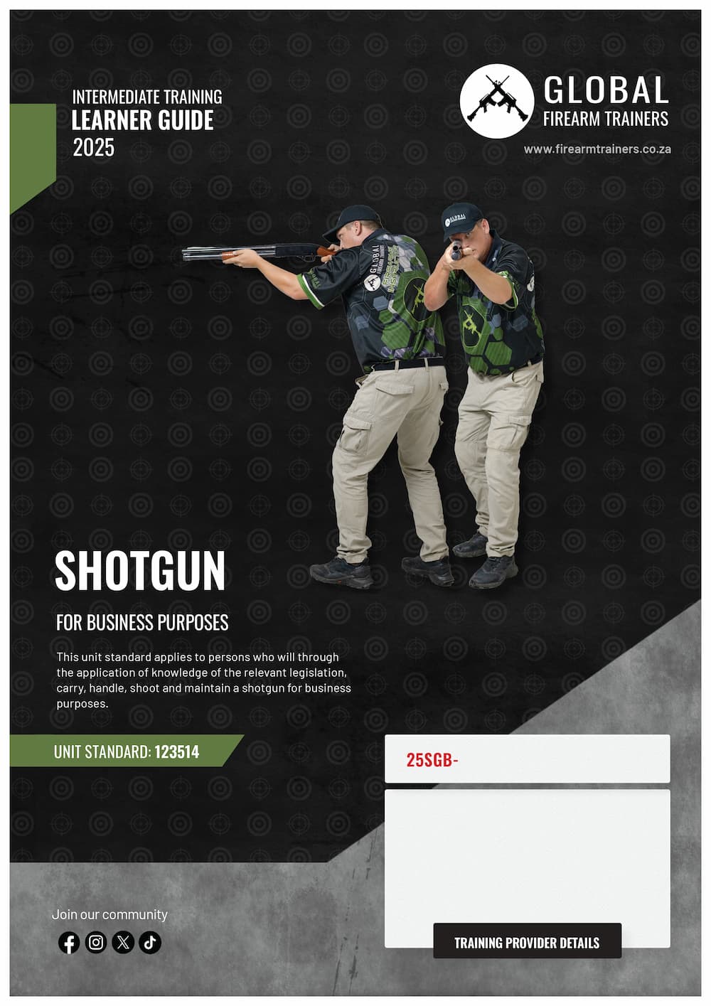 Business Purposes manually operated rifle learner guide front page